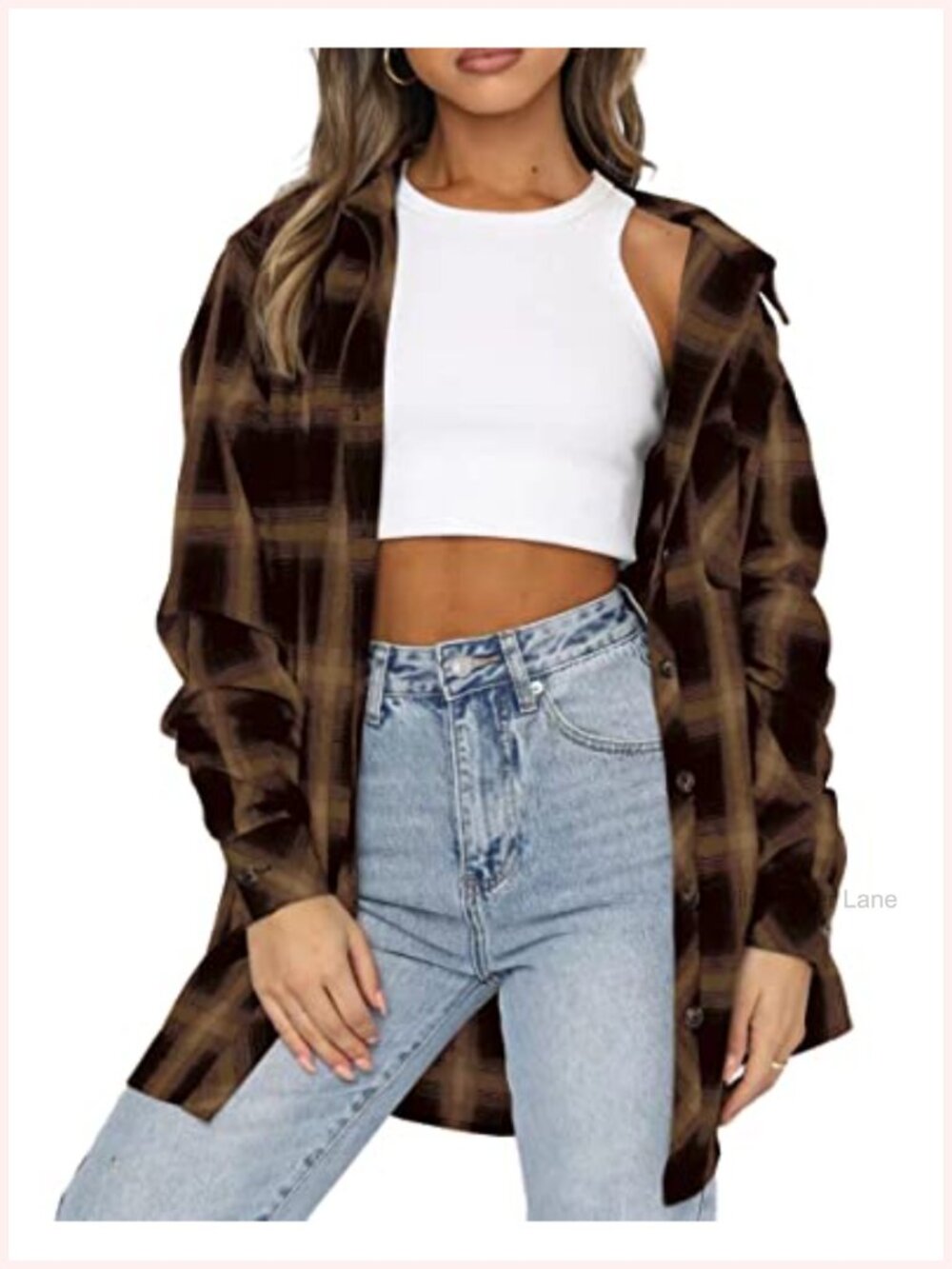 Buffalo Plaid Flannel Shirt Long Sleeve Button Down Tunic Top